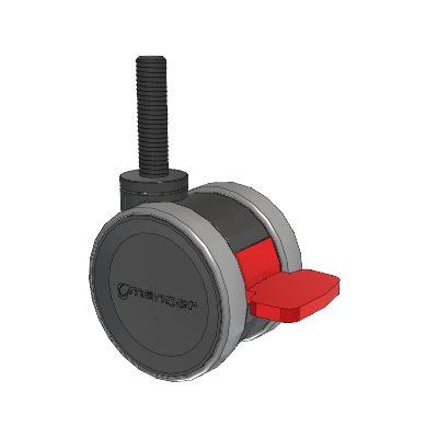 Twist Threaded Stem Caster with 75 x 2 TPU (95a) Wheel and Total Lock Brake