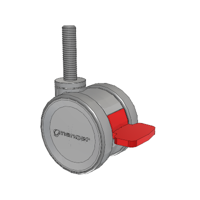 Twist Threaded Stem Caster with 75 x 2 TPU (95a) Wheel and Total Lock Brake