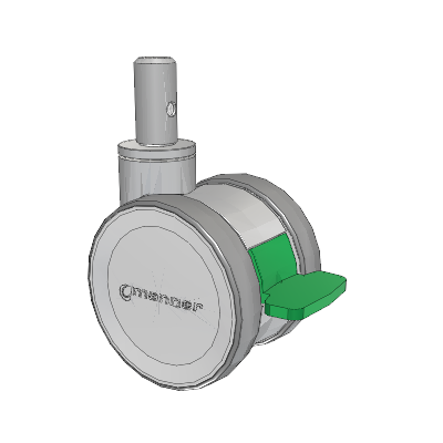 Twist Round Stem Caster with 100 x 2 TPU (95a) Wheel and Directional Lock Brake