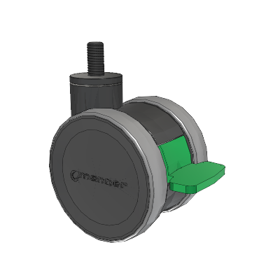 Twist Threaded Stem Caster with 100 x 2 TPU (95a) Wheel and Directional Lock Brake