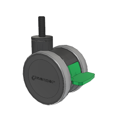 Twist Threaded Stem Caster with 100 x 2 TPU (95a) Wheel and Directional Lock Brake