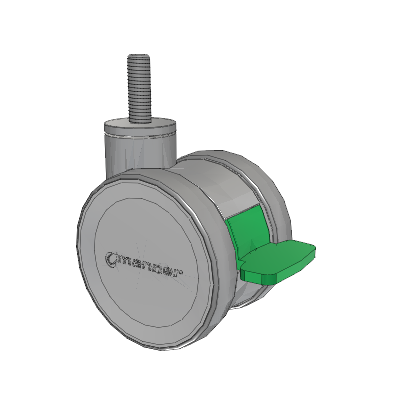 Twist Threaded Stem Caster with 100 x 2 TPU (95a) Wheel and Directional Lock Brake