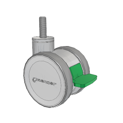 Twist Threaded Stem Caster with 100 x 2 TPU (95a) Wheel and Directional Lock Brake