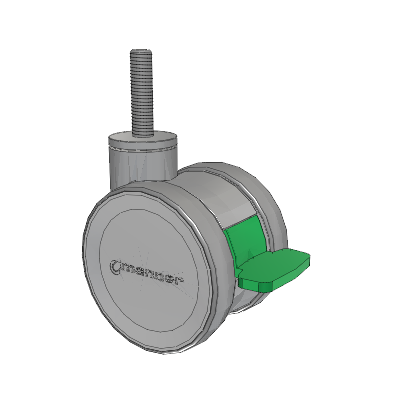 Twist Threaded Stem Caster with 100 x 2 TPU (95a) Wheel and Directional Lock Brake