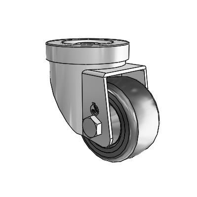 30 Series Hollow Kingpin Zinc Swivel Caster with 2.5 x 1.25 Hard Rubber Wheel