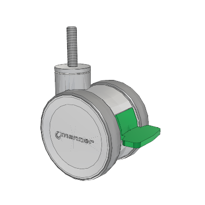 Twist Threaded Stem Caster with 100 x 2 TPU (95a) Wheel and Directional Lock Brake