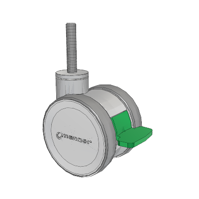 Twist Threaded Stem Caster with 100 x 2 TPU (95a) Wheel and Directional Lock Brake