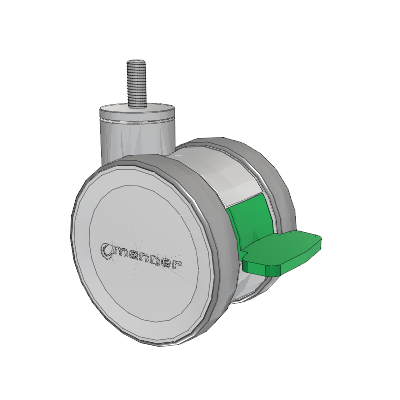 Twist Threaded Stem Caster with 100 x 2 TPU (95a) Wheel and Directional Lock Brake