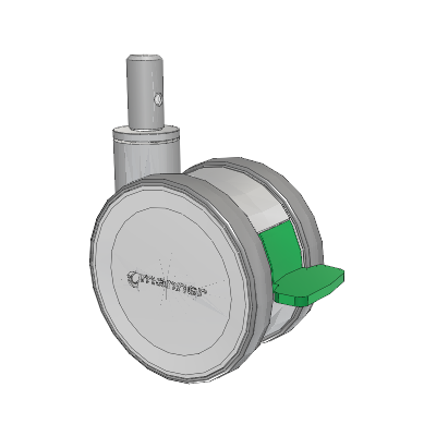 Twist Round Stem Caster with 125 x 2 TPU (95a) Wheel and Directional Lock Brake