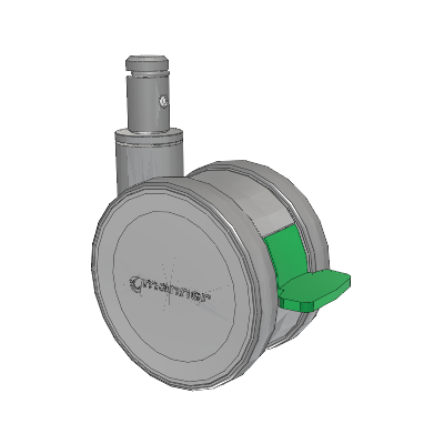 Twist Round Stem Caster with 125 x 2 TPU (95a) Wheel and Directional Lock Brake