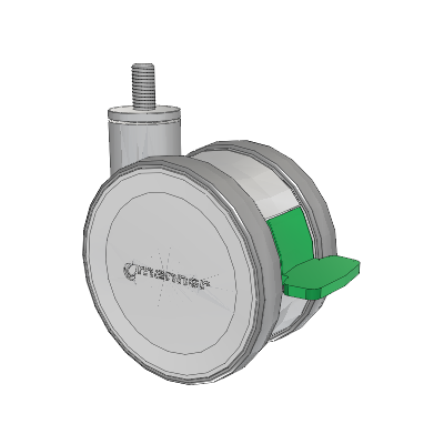 Twist Threaded Stem Caster with 125 x 2 TPU (95a) Wheel and Directional Lock Brake