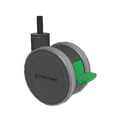 Twist Threaded Stem Caster with 125 x 2 TPU (95a) Wheel and Directional Lock Brake
