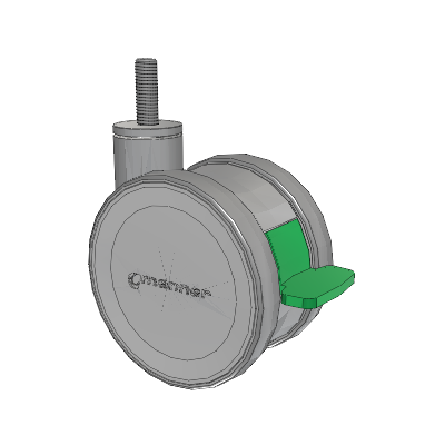 Twist Threaded Stem Caster with 125 x 2 TPU (95a) Wheel and Directional Lock Brake