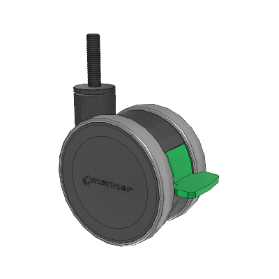 Twist Threaded Stem Caster with 125 x 2 TPU (95a) Wheel and Directional Lock Brake