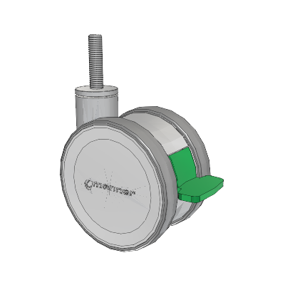 Twist Threaded Stem Caster with 125 x 2 TPU (95a) Wheel and Directional Lock Brake