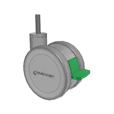 Twist Threaded Stem Caster with 125 x 2 TPU (95a) Wheel and Directional Lock Brake