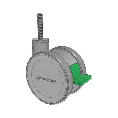 Twist Threaded Stem Caster with 125 x 2 TPU (95a) Wheel and Directional Lock Brake