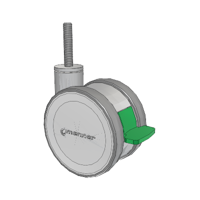 Twist Threaded Stem Caster with 125 x 2 TPU (95a) Wheel and Directional Lock Brake