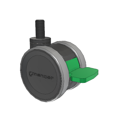 Twist Threaded Stem Caster with 75 x 2 TPU (95a) Wheel and Directional Lock Brake