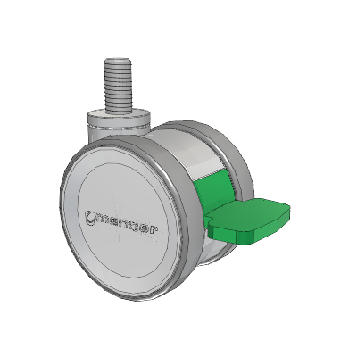 Twist Threaded Stem Caster with 75 x 2 TPU (95a) Wheel and Directional Lock Brake