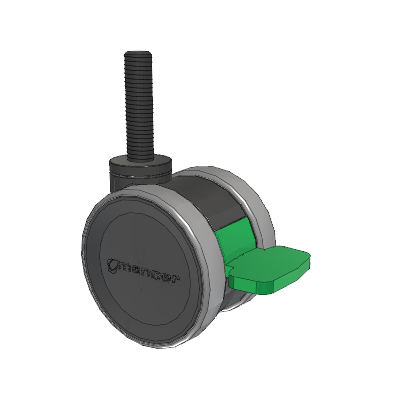 Twist Threaded Stem Caster with 75 x 2 TPU (95a) Wheel and Directional Lock Brake