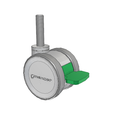 Twist Threaded Stem Caster with 75 x 2 TPU (95a) Wheel and Directional Lock Brake