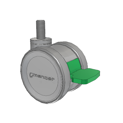 Twist Threaded Stem Caster with 75 x 2 TPU (95a) Wheel and Directional Lock Brake