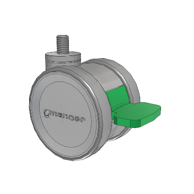 Twist Threaded Stem Caster with 75 x 2 TPU (95a) Wheel and Directional Lock Brake