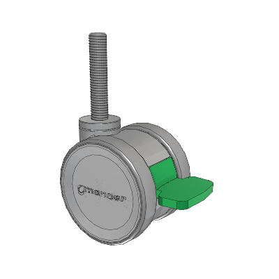 Twist Threaded Stem Caster with 75 x 2 TPU (95a) Wheel and Directional Lock Brake