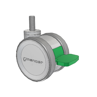Twist Threaded Stem Caster with 75 x 2 TPU (95a) Wheel and Directional Lock Brake
