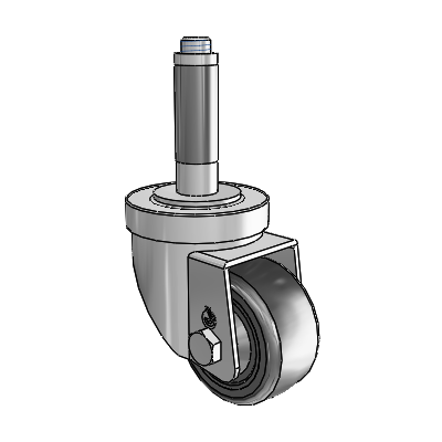 30 Series Expanding Adapter Zinc Swivel Caster with 2.5 x 1.25 Cushion Rubber Wheel