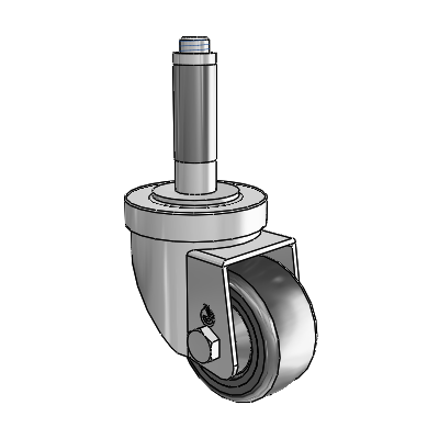 30 Series Expanding Adapter Zinc Swivel Caster with 2.5 x 1.25 Hard Rubber Wheel