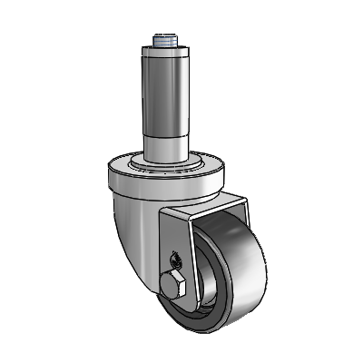 30 Series Expanding Adapter Zinc Swivel Caster with 2.5 x 1.25 Polyolefin Wheel