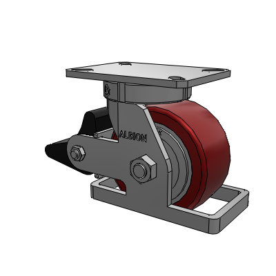 310 Series Top Plate Swivel Caster with 6 x 3 Maroon Tread on Aluminum Core AK - Crown Polyurethane (Aluminum Core) wheel and Poly Lock Brake (PLB)