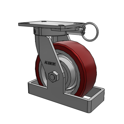 310 Series Top Plate Swivel Caster with 8 x 3 Maroon Tread on Aluminum Core AK - Crown Polyurethane (Aluminum Core) wheel