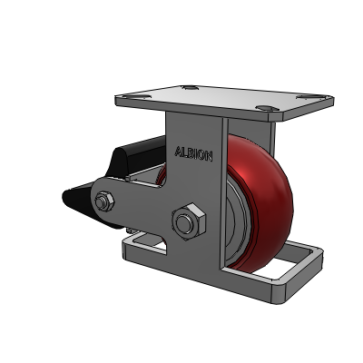 310 Series Top Plate Rigid Caster with 6 x 3 Maroon Tread on Aluminum Core AX - Round Polyurethane (Aluminum Core) wheel and Poly Lock Brake (PLB)