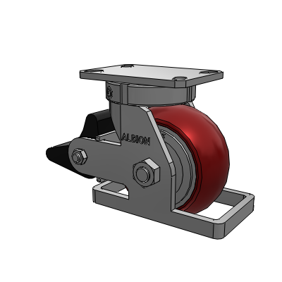 310 Series Top Plate Swivel Caster with 6 x 3 Maroon Tread on Aluminum Core AX - Round Polyurethane (Aluminum Core) wheel and Poly Lock Brake (PLB)