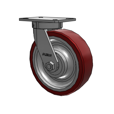 310 Series Top Plate Swivel Caster with 10 x 3 Maroon Tread on Aluminum Core AK - Crown Polyurethane (Aluminum Core) wheel