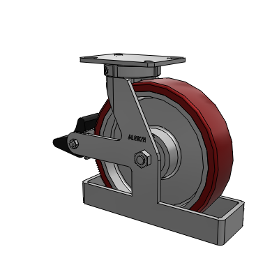 310 Series Top Plate Swivel Caster with 12 x 3 Maroon Tread on Aluminum Core AK - Crown Polyurethane (Aluminum Core) wheel and Poly Lock Brake (PLB)