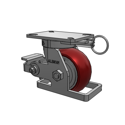 310 Series Top Plate Swivel Caster with 6 x 3 Maroon Tread on Aluminum Core AX - Round Polyurethane (Aluminum Core) wheel and Poly Cam Brake (P)
