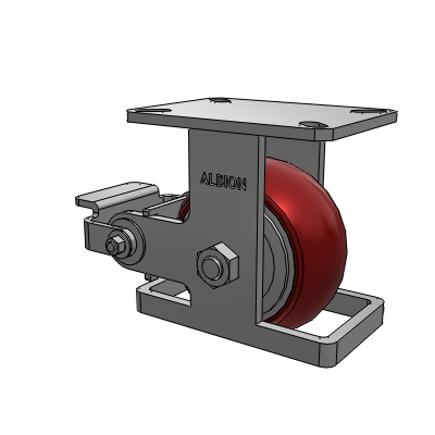 310 Series Top Plate Rigid Caster with 6 x 3 Maroon Tread on Aluminum Core AX - Round Polyurethane (Aluminum Core) wheel and Poly Cam Brake (P)