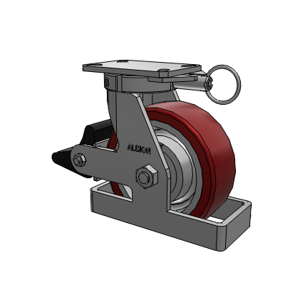 310 Series Top Plate Swivel Caster with 8 x 3 Maroon Tread on Aluminum Core AK - Crown Polyurethane (Aluminum Core) wheel and Poly Lock Brake (PLB)