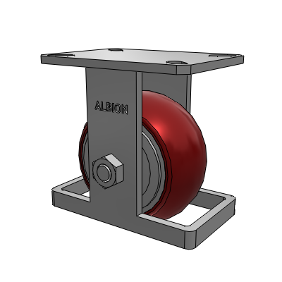 310 Series Top Plate Rigid Caster with 6 x 3 Maroon Tread on Aluminum Core AX - Round Polyurethane (Aluminum Core) wheel