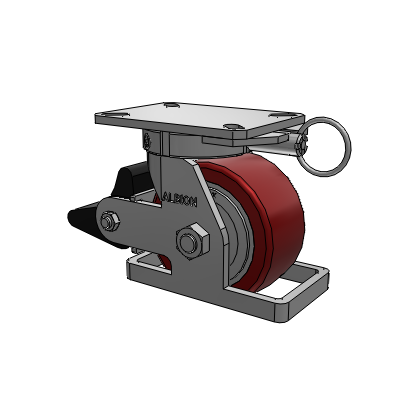 310 Series Top Plate Swivel Caster with 6 x 3 Maroon Tread on Aluminum Core AK - Crown Polyurethane (Aluminum Core) wheel and Poly Lock Brake (PLB)