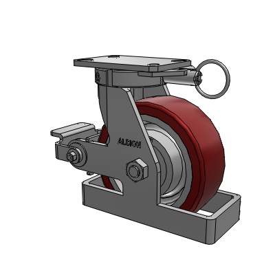 310 Series Top Plate Swivel Caster with 8 x 3 Maroon Tread on Aluminum Core AK - Crown Polyurethane (Aluminum Core) wheel and Poly Cam Brake (P)