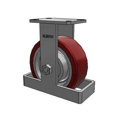 310 Series Top Plate Rigid Caster with 8 x 3 Maroon Tread on Aluminum Core AK - Crown Polyurethane (Aluminum Core) wheel