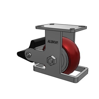 310 Series Top Plate Rigid Caster with 6 x 3 Maroon Tread on Aluminum Core AX - Round Polyurethane (Aluminum Core) wheel and Poly Lock Brake (PLB)