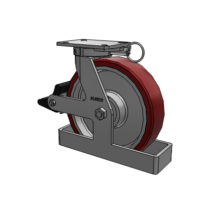 310 Series Top Plate Swivel Caster with 12 x 3 Maroon Tread on Aluminum Core AK - Crown Polyurethane (Aluminum Core) wheel and Poly Lock Brake (PLB)