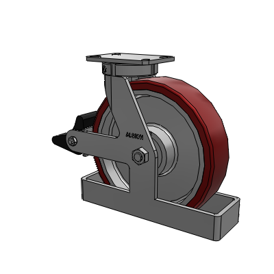 310 Series Top Plate Swivel Caster with 12 x 3 Maroon Tread on Aluminum Core AK - Crown Polyurethane (Aluminum Core) wheel and Poly Lock Brake (PLB)