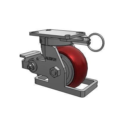 310 Series Top Plate Swivel Caster with 6 x 3 Maroon Tread on Aluminum Core AX - Round Polyurethane (Aluminum Core) wheel and Poly Cam Brake (P)